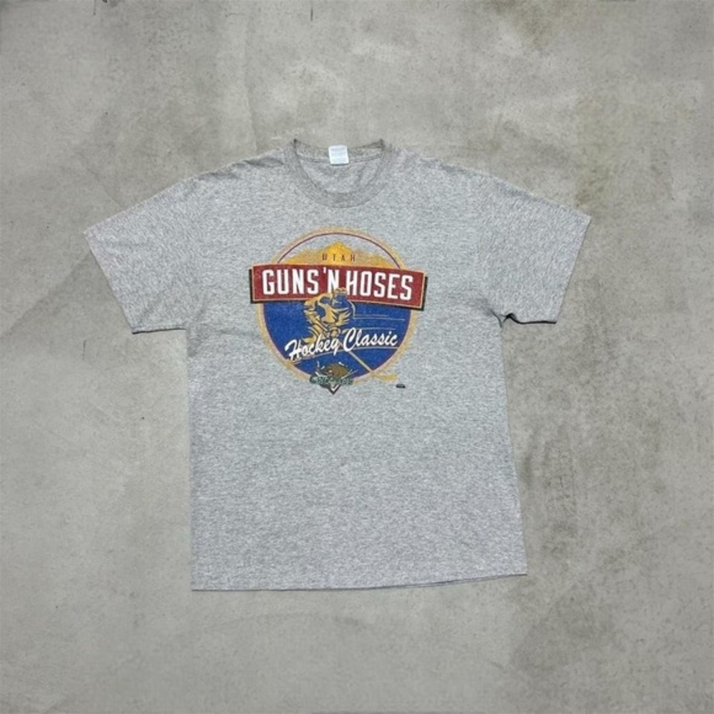 Port & Company Utah‎ Guns N Hoses Hockey Classic Gray T-Shirt Mens Large L